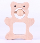 bear wooden teether rattle