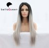 Ombre Color 1b / Sliver Heat Resistant Human Hair Lace Front Wigs Girl use