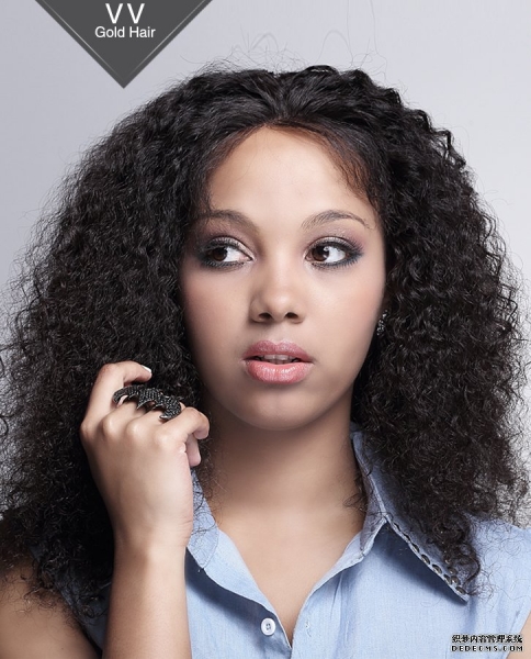 VV Fashion style Curl 10mm Curl Virgin Black Color Wigs