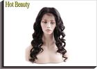 Virgin Human Hair Front Lace Wigs Loose With Baby Hair Around , Elastic