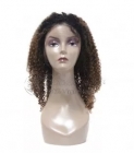 Ombre Color 1B/30 Afro Kinky Curly Pre Plucked Full Lace Wig with Baby Hair Brazilian Virgin Human Hair Wigs with Adjustable Strap 150% Density