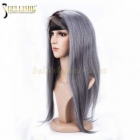 100% virgin human hair wig no shedding full lace wig straight #1b grey hair customized