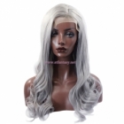 ShenZhen Wig Supplier- Silver Gray Sexy Curly Lace Front Wig