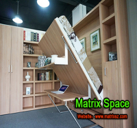 Wall Bed With Office Table & Bookshelf